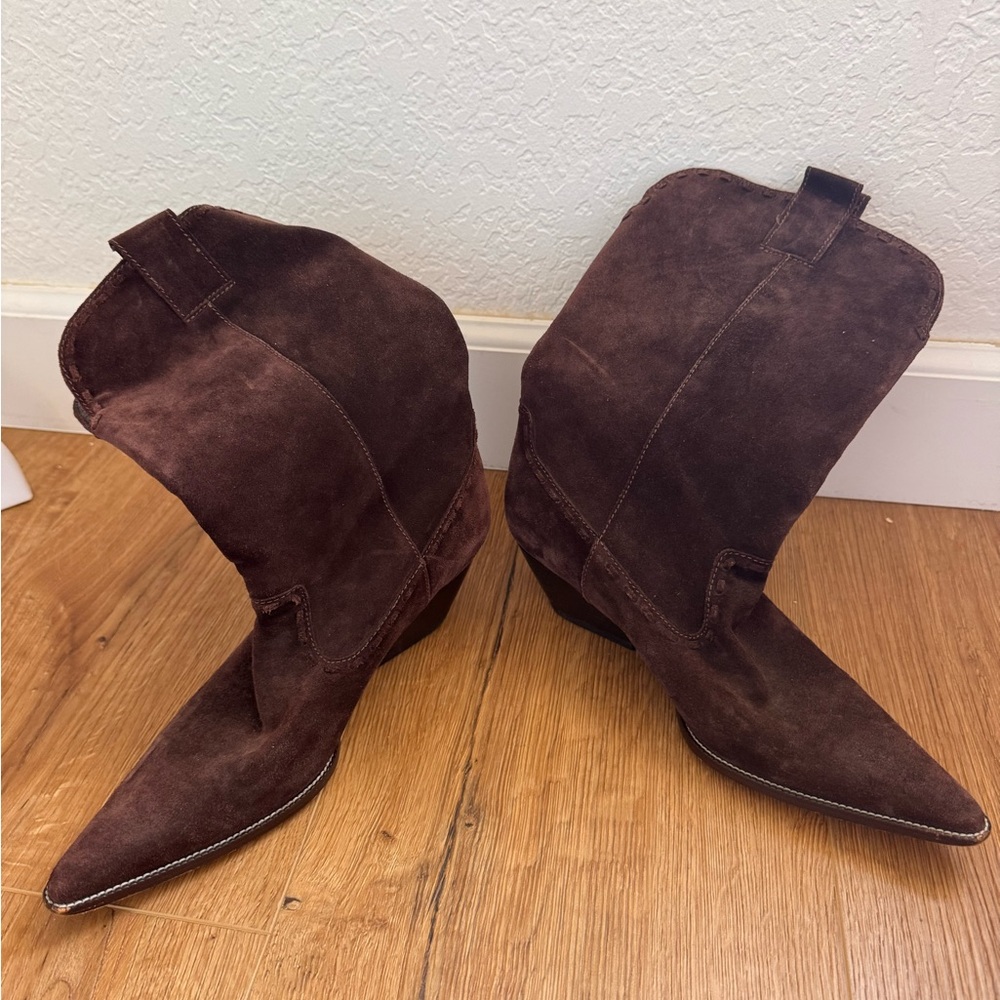 Brown Suede Women's Cowboy Boots